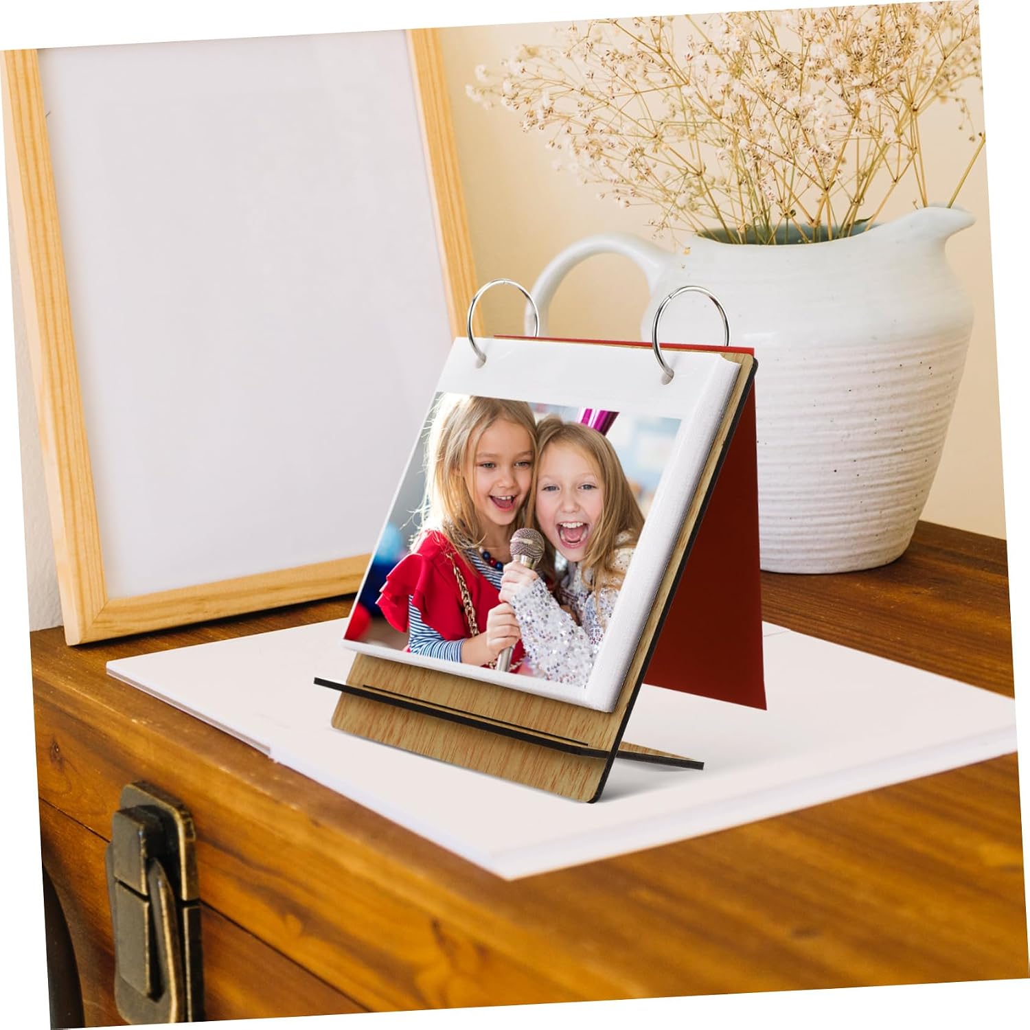 Photo Album Color Keepsake Frame for Growth Memories Easy Photo Insertion Stylish Desk Display Portable Milestone Book for Parents