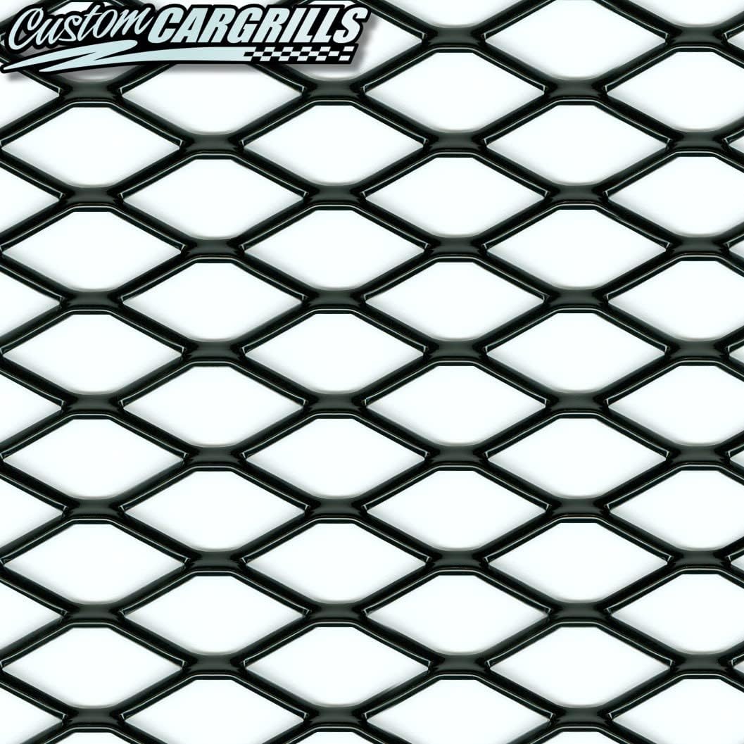 customcargrills 12"x48" Diamond XXL Grill Mesh Sheet - Gloss Black - Shipped Flat, 0.45 x 0.90 inch hole opening, 0.145" thick Aluminum, powder coated, Made in USA