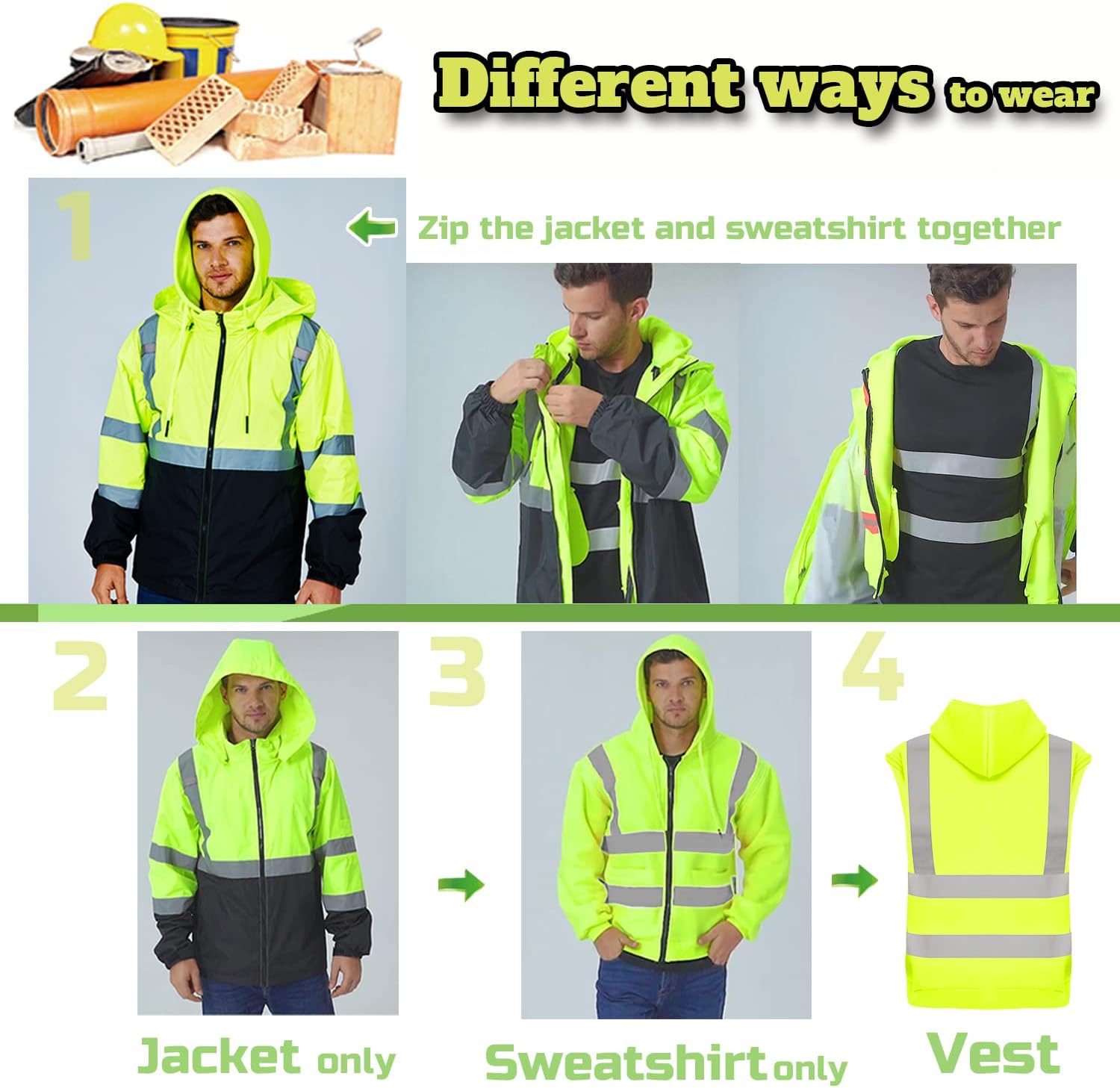 Hi-Vis Safety Jackets Custom Logo High Visibility Windbreaker Team Work Uniform - Image 2
