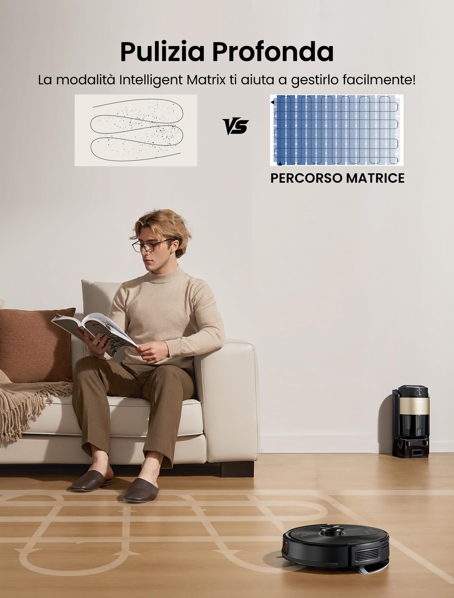Proscenic Q20 Plus Robot Aspirapolvere Lavapavimenti con Mappatura 10000Pa, 200 Minuti Autonomia, Senza Sacco,Aspirapolvere Robot Lavapavimenti Mappatura con Stazione per Tappeti/Pavimenti
