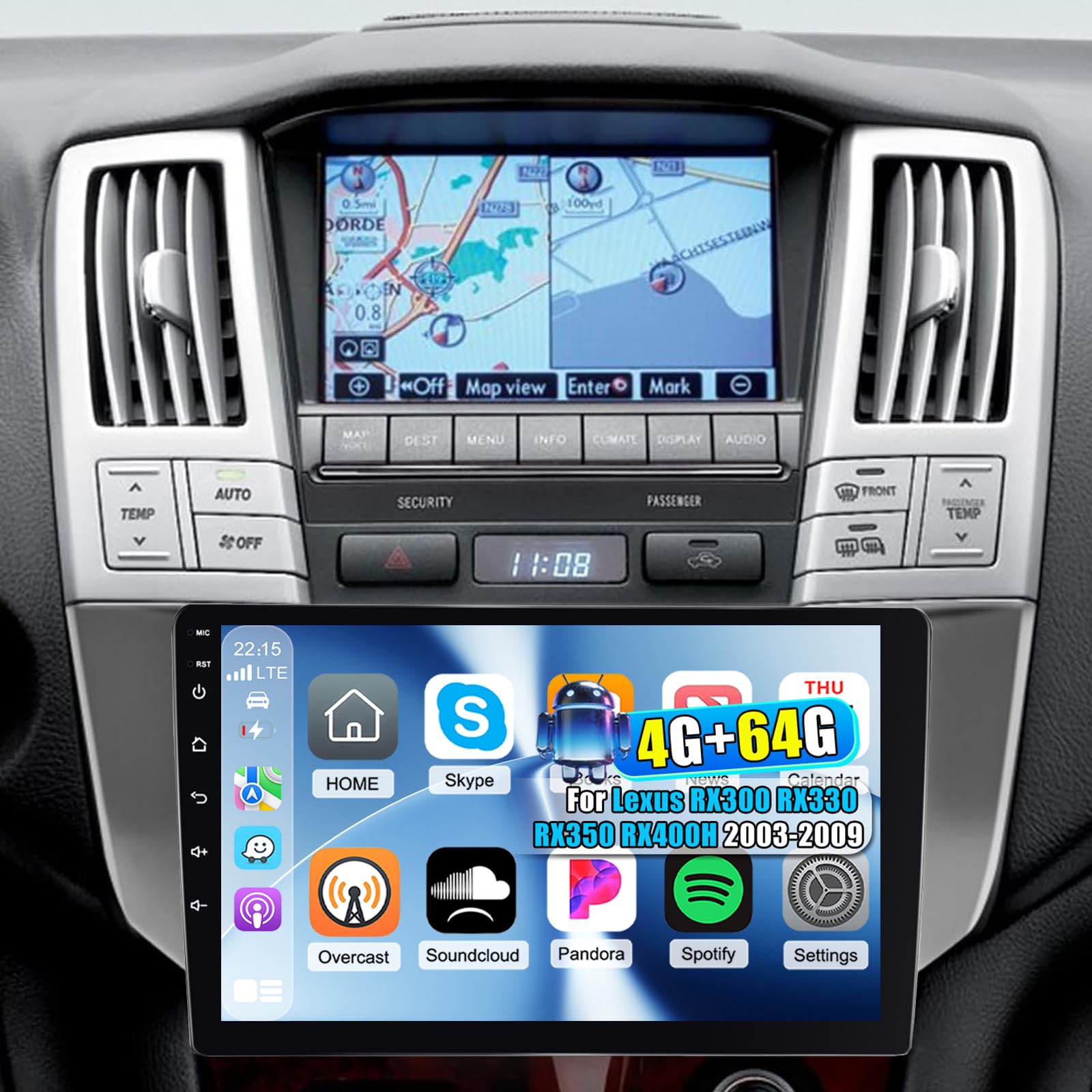 Amazon.com: [4+64G] Car Radio for Lexus RX300 RX330 RX350 RX400H