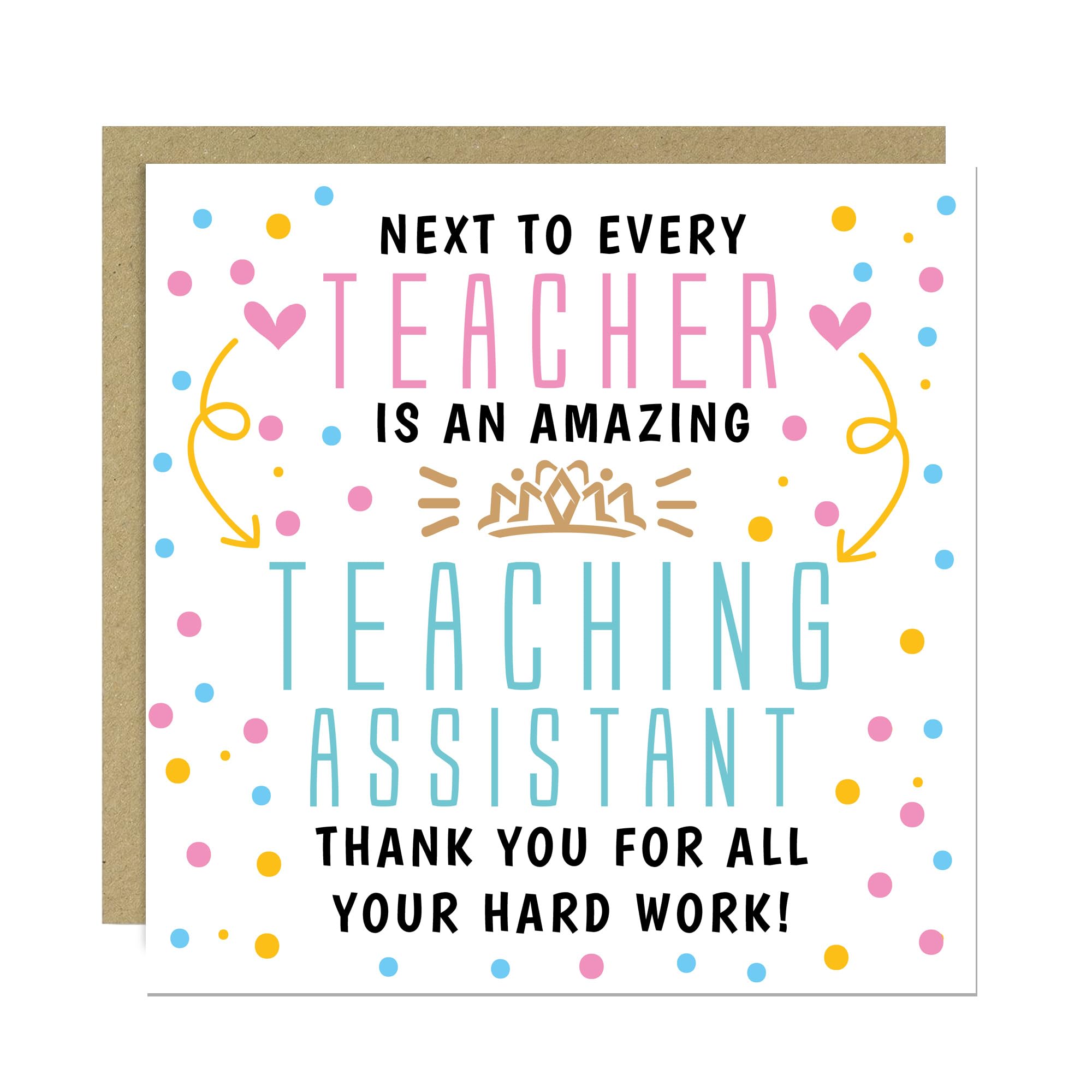 RED OCEAN Teaching Assistant Thank You Card From Students End of Term Leaving School Nursery Cards For Teaching Assistants TA 145x145mm With Kraft Envelope