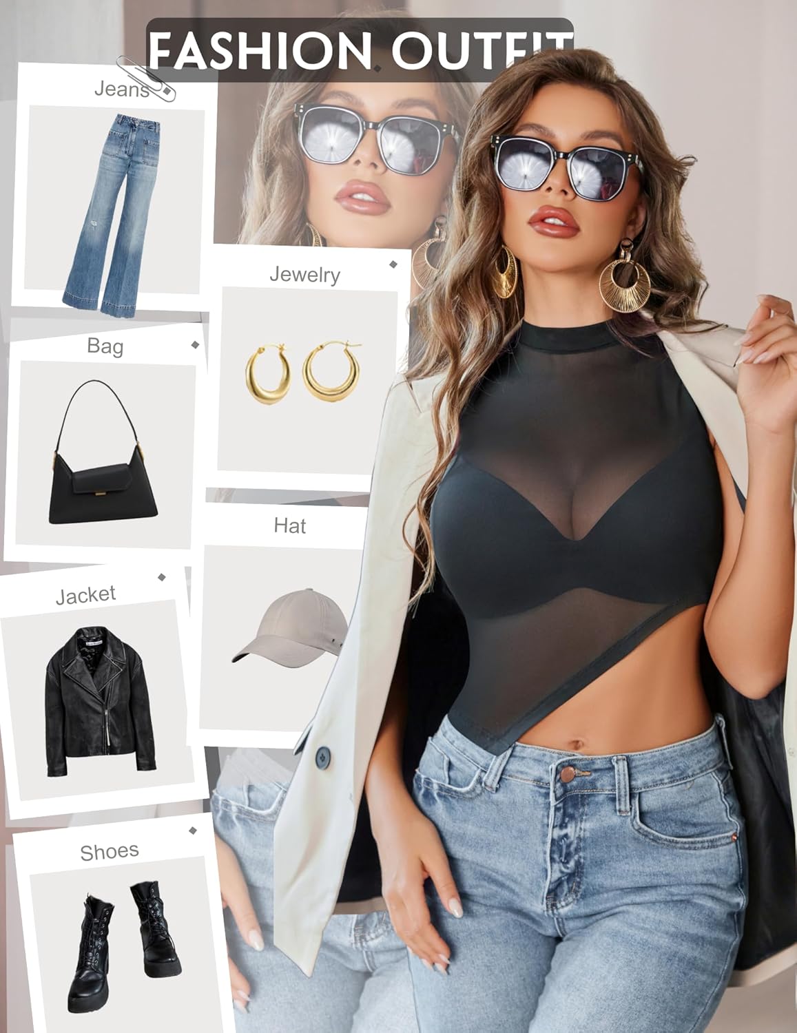 Avidlove Women Camisole Tops Sheer Mock Neck Tank See Through Summer Mesh Shirts Asymmetrical Top Clubwear - Image 5