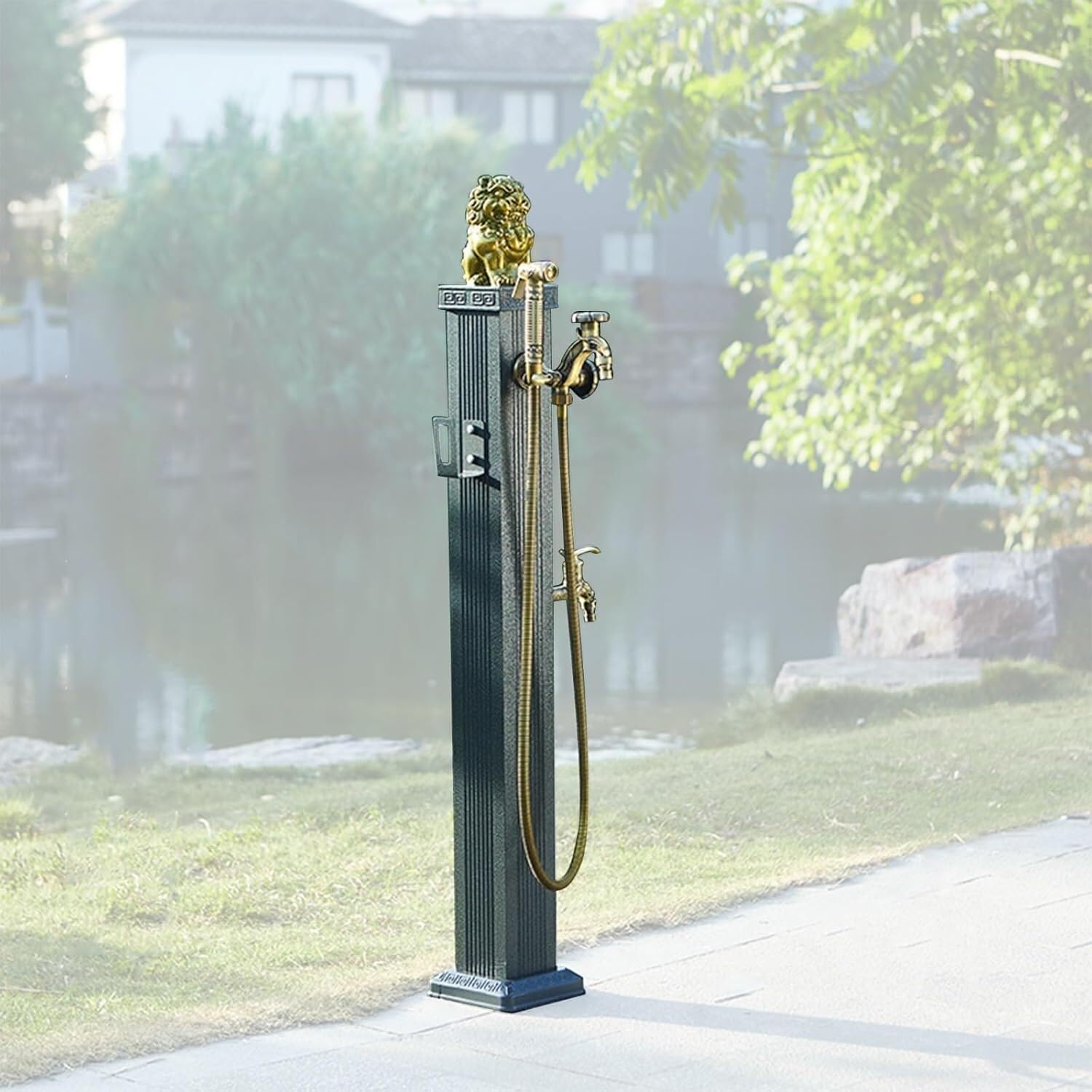 Epano One Color Lxxw Outdoor Faucet Water Column Outdoor Water Fountain Courtyard Retro Post Faucet, Garden Column Spigot Hose Stand