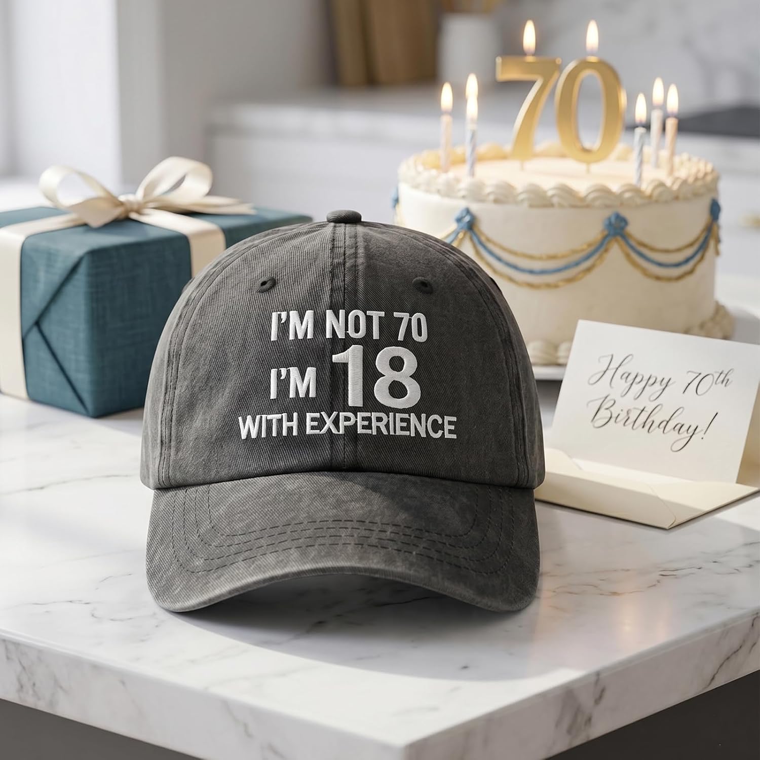 70th Birthday Gifts for Men Women - Funny Birthday Hat Vintage Adjustable Baseball Cap Party Gift for Dad Mom Grandpa Grandma