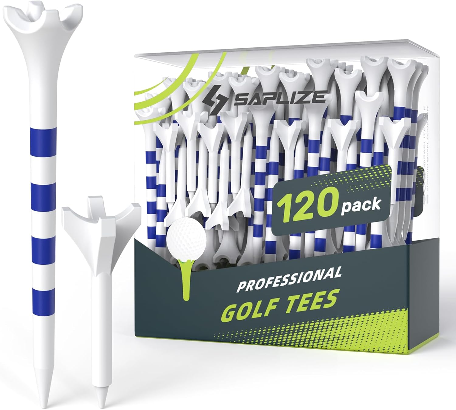 SAPLIZE Upgraded 4-Prong Golf Tees, Optimized Shaft Thickness for Ideal Balance of Strength & Flexibility, 50/100 Pack (2-3/4" / 3-1/4"), Engineered to Reduce Friction & Side Spin