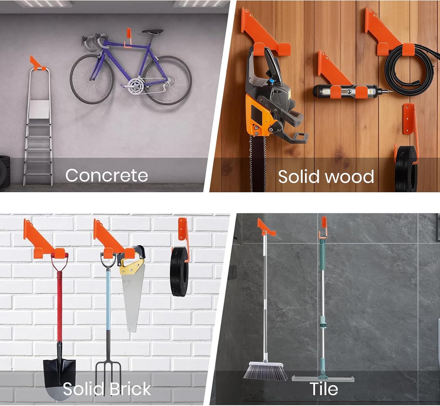 Chainsaw Holder Wall Mount, Chainsaw Hanger for Garage Wall Chainsaw Mount Heavy Duty Garage Hangers Mounted Tool Holder 180LB Storage Rack Tool Hook for Garden, Workshop, 1 Pack