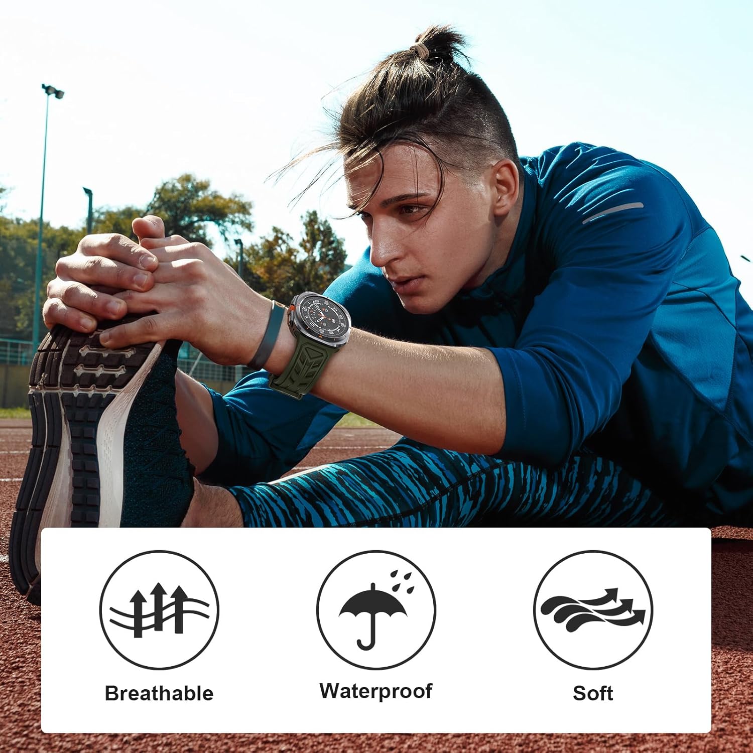 Rugged Armor Band Compatible with Samsung Galaxy Watch Ultra Band 47mm (2025/2024), Silicone Sport Galaxy Watch Ultra Bands for Men Women - Image 4