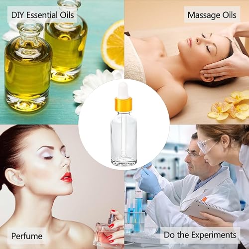 Miniatura 4 de Paquete de 48 Botellas Cuentagotas de Vidrio Transparente de 1 oz, Botellas Cuentagotas con Cuentagotas de Vidrio para Aceites Esenciales, Perfumes