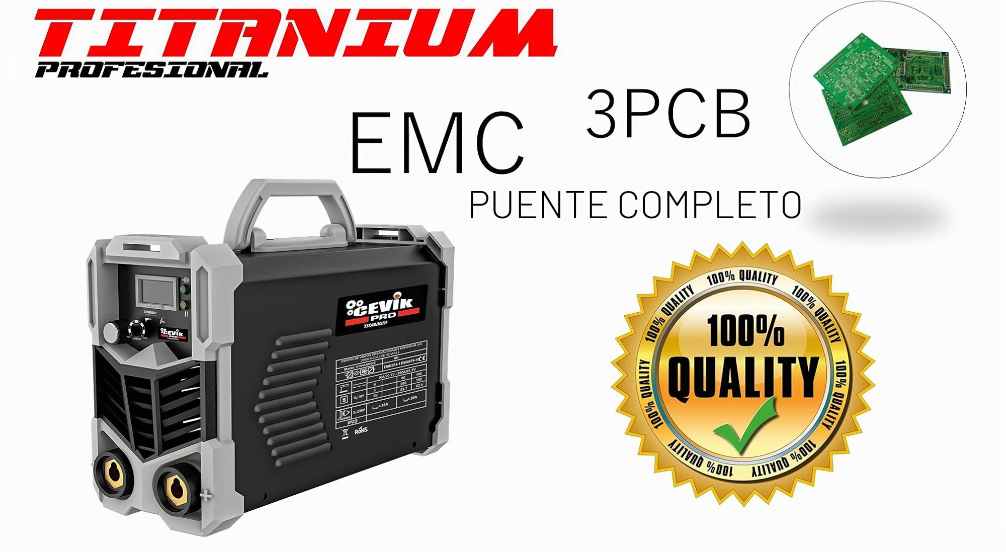 CEVIK PRO - Soldadora Inverter MMA 200A CE-TITANIUM201 - Alta Eficiencia con Protección Dinámica Avanzada - Accesorios Completos