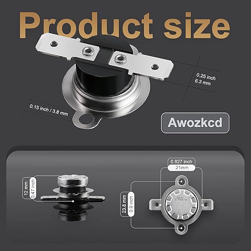 Miniatura 4 de Interruptor térmico UL/CUL 125V 16A, 149.0 °F/113°F apagado y 131.0 °F/131°F ON KSD301 Interruptor de control de temperatura, normalmente cerrado