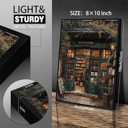 Miniatura 2 de Póster de la Academia Oscura Librería Moody Librería, arte de pared de 08 x 10 pulgadas, marco negro, vintage, pinturas de lectura antiguas,