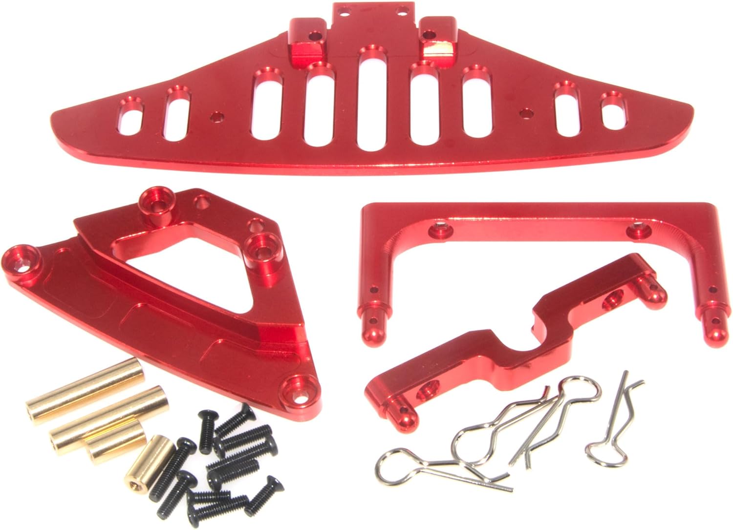 Front Bumper & Shell Pillar Fixation & Body Post Compatible with 1/14 MJX Hyper Go 14301 Upgrade 14302 14303 Rc Car Aluminum Alloy Part(Red)