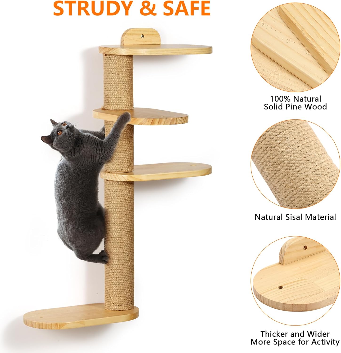 review Cat Wall Shelves,Transformable Cat Scratching Post Wall Mounted, DIY Wall Mounted Cat Furniture for Climbing, Play, Nap (4-Layer)