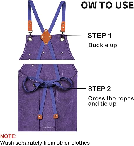 Miniatura 30 de Delantal de lona de algodón con espalda cruzada para hombres y mujeres, delantal de chef con correa ajustable y bolsillos grandes, delantal de Gris