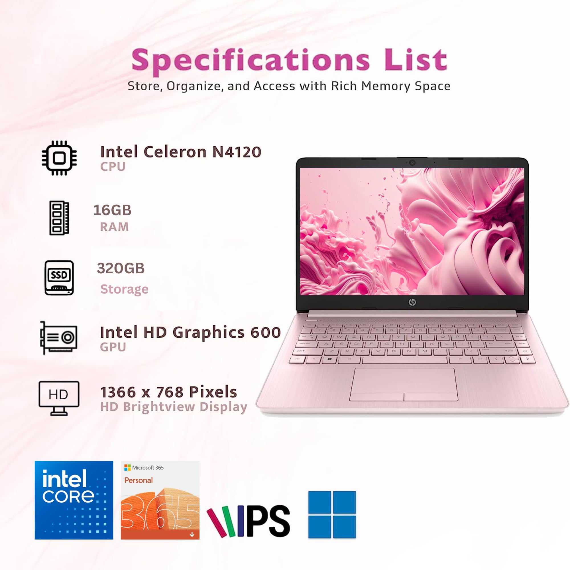 hp EliteBook 桜ピンク HP 14-Inch Cherry Pink Laptop | Thin, Lightweight, & Powerful