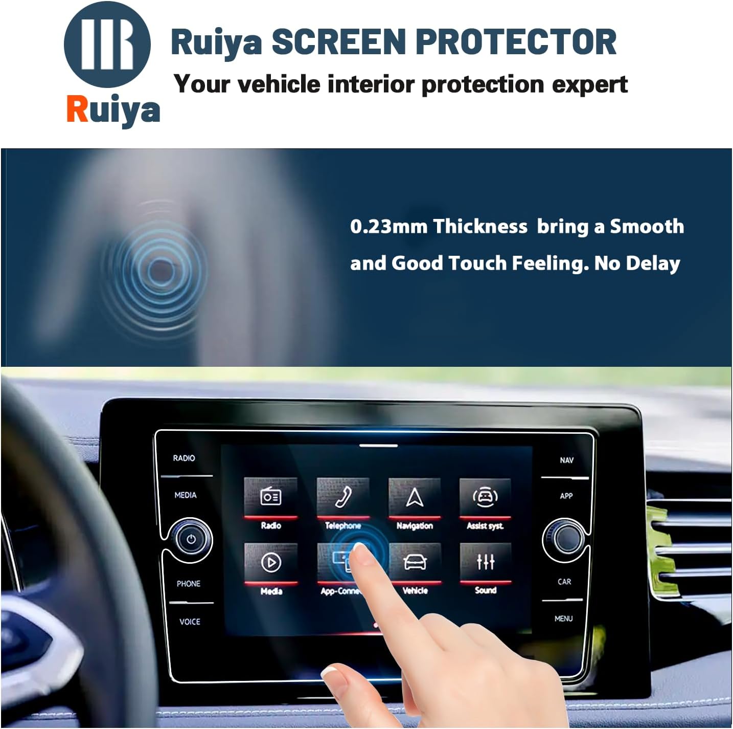 Ruiya 2025 2026 Jetta Screen Protector for VW Jetta 8" & Air Conditioner Touch VW Jetta 2025 Accessories 9HD Tempered Glass Compatible with 2025 2026 VW Jetta Sedan(3PCS/Sets)
