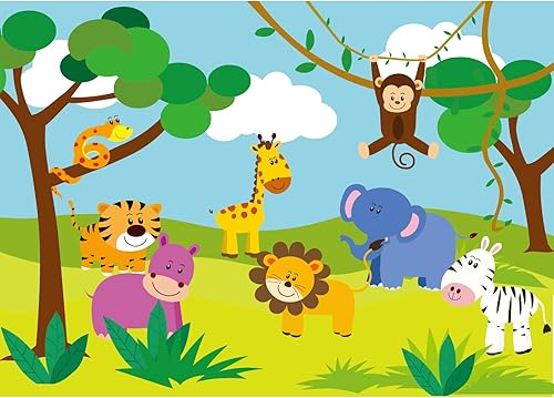 Cartoon Animals Backdrop Jungle Animals Safari Tropical Forest Photography Backg