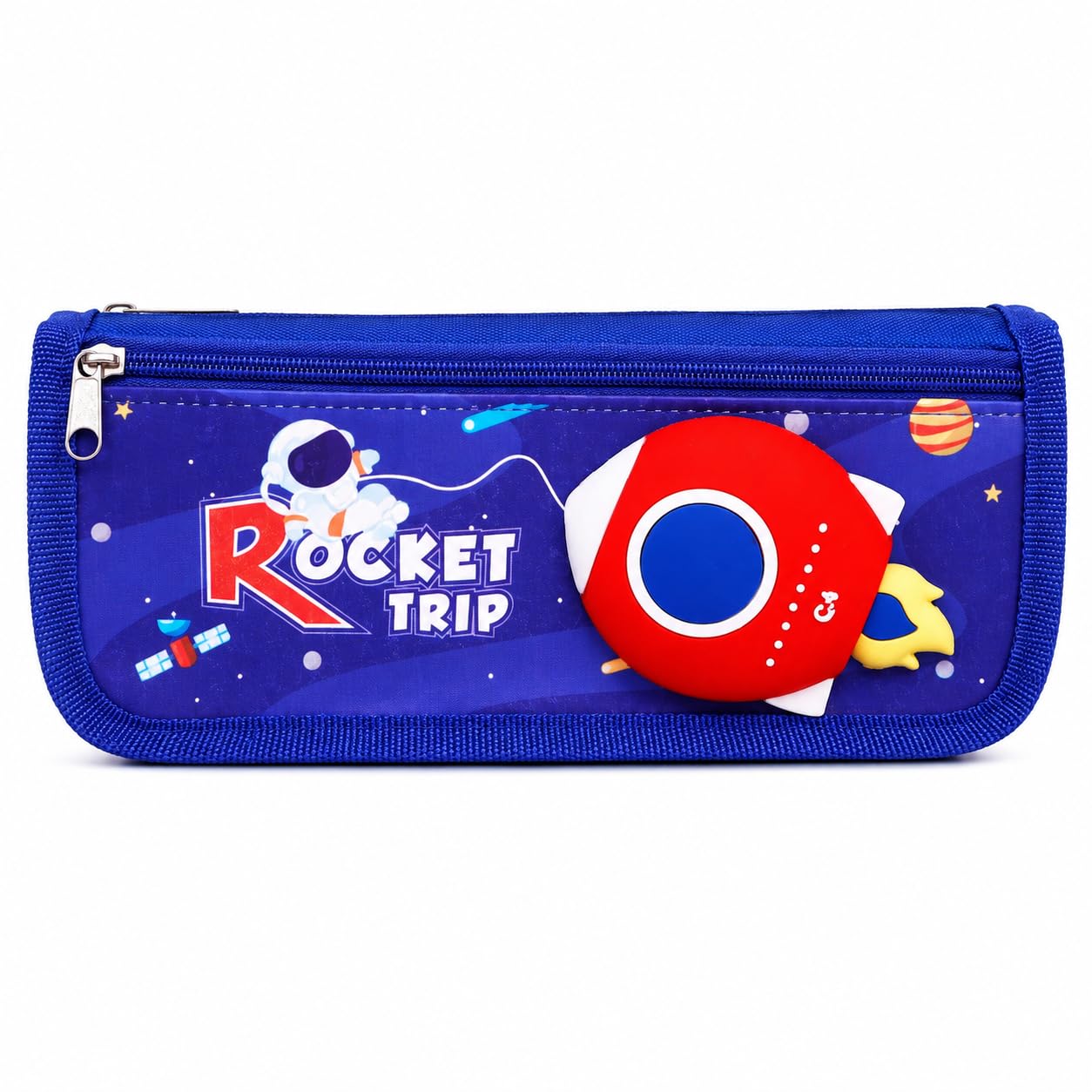 3D Space Rocket Pencil Pouch Durable School Stationary Case
