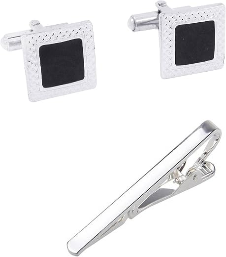 Michelangelo Silver Tie Pin With Cufflink for Men's (4 TYPES) (Square)