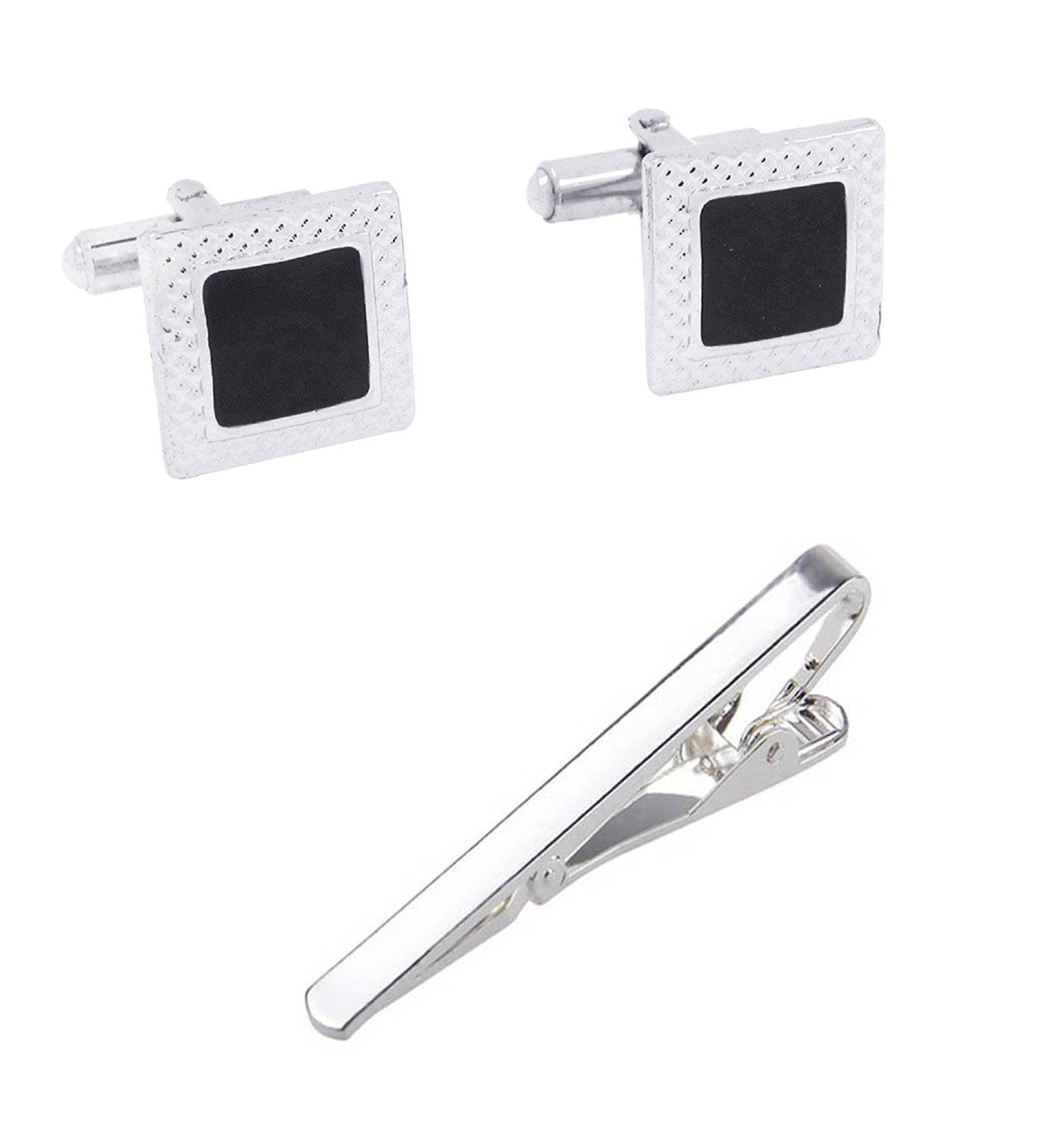 Michelangelo Black Brass Square Cufflink with Silver Tie Pin for Men (B071DSN9B8) Amazon Price History, Amazon Price Tracker