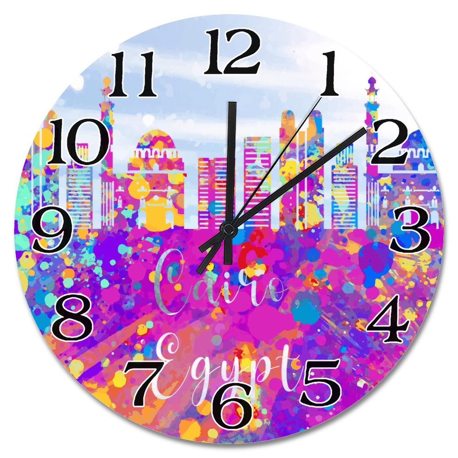 Horloge murale Égypte du Caire silencieuse pour stopper le tic-tac du salon