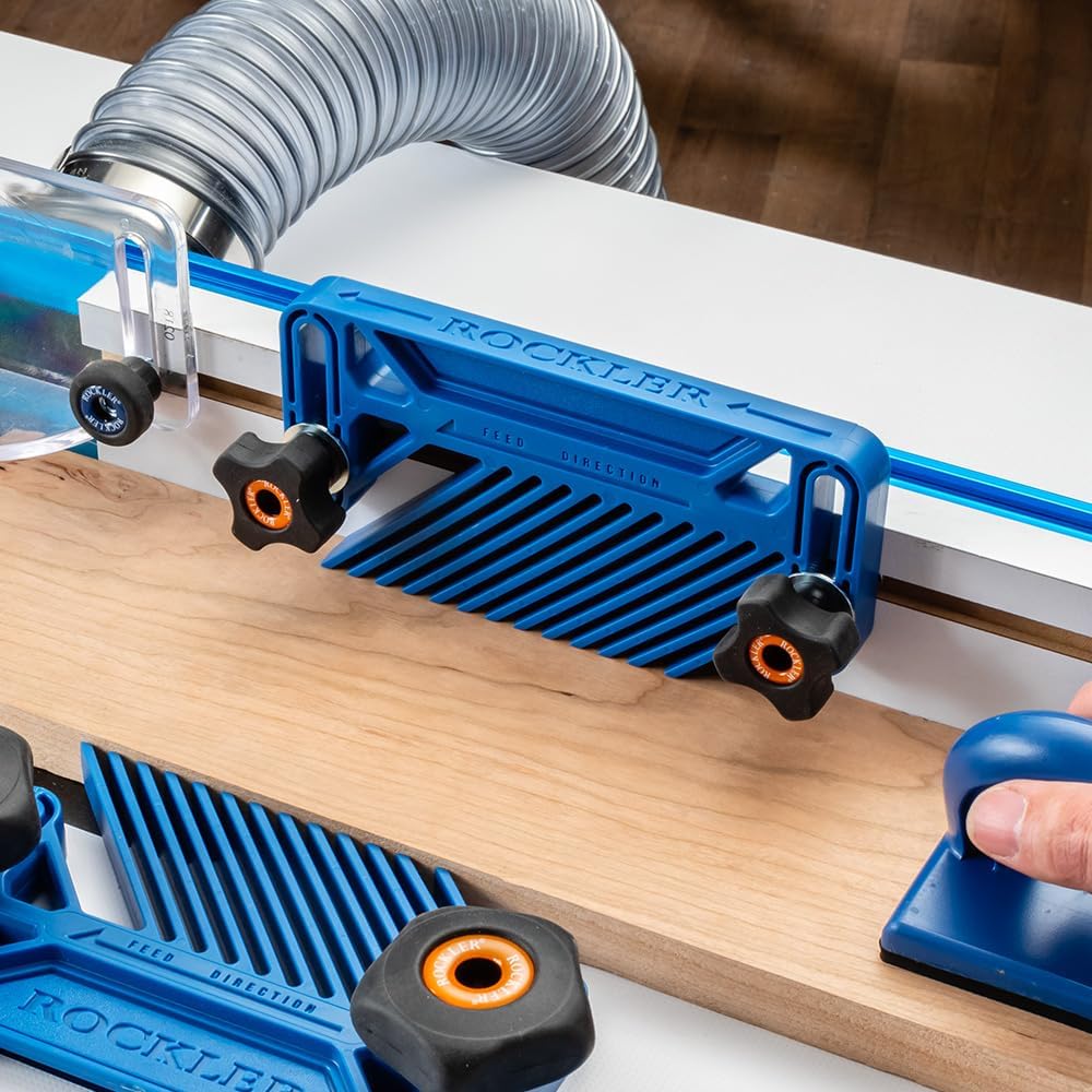 Double Featherboard for Table Saws – Extra Height & Precise Adjustment Feather Boards for Woodworking w/ 2 Featherboards, Knobs & Risers – Woodworking Accessories for Drill Press & Router Kit