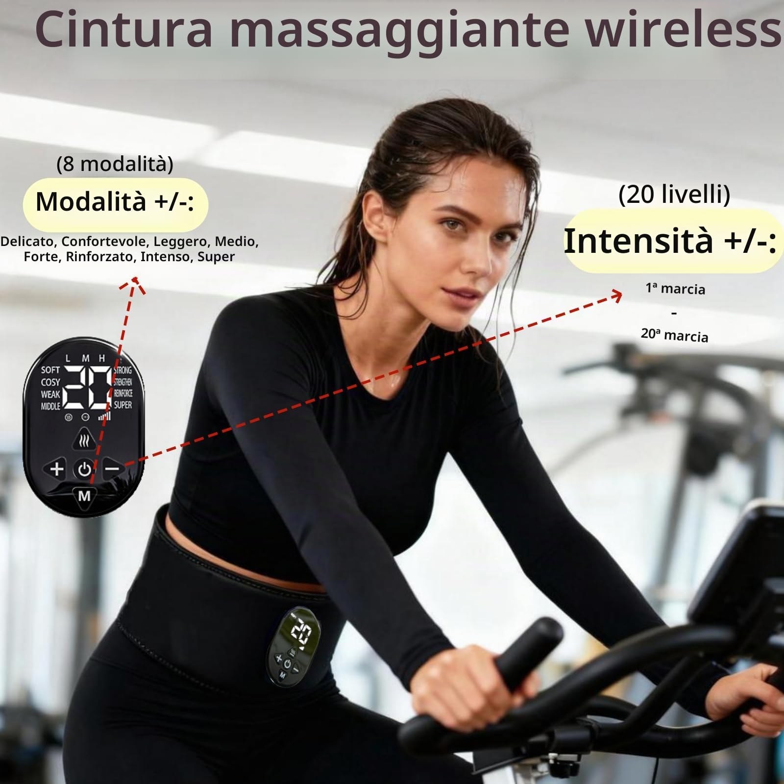 Cintura luce rossa 150 LED, massaggio riscaldante infrarossi vita & addome