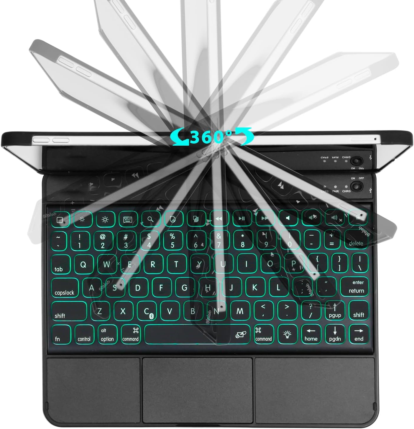 Keyboard Case for iPad Pro 11 inch 4th Generation 2022/3rd 2021/2nd 2020/1st 2018 Gen, Backlight 360 Rotatable Pencil Holder