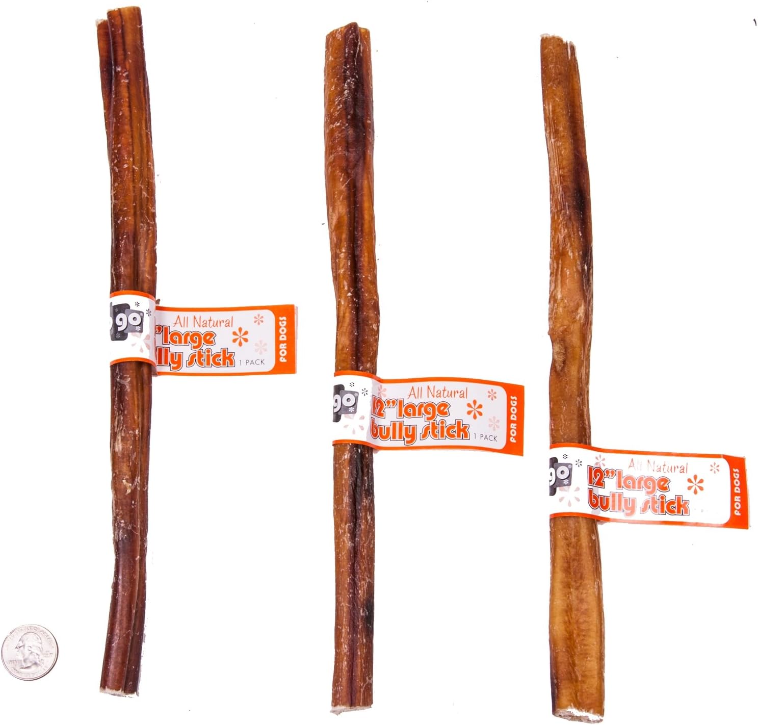 GOGO Large Bully Sticks - 12 Inch - 100 Pack