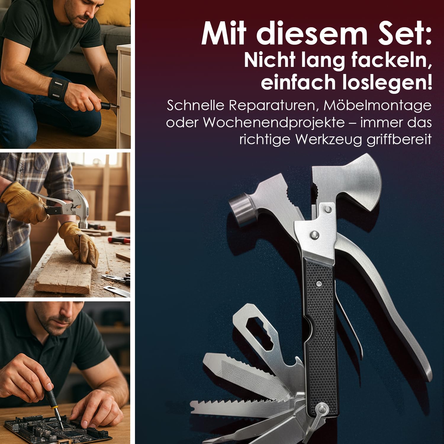 Werkzeug Adventskalender 2026 – Für Männer mit 24 Tools & Zubehör – Werkzeug für Heimwerker, Bastler & Handwerker – mit Hammer, Magnetband & Tool-Set