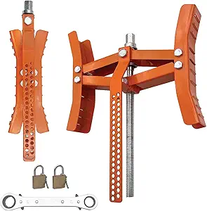 SECURITYMAN X Chocks Wheel Stabilizer for Travel Trailer & RV (Pair) - Heavy Duty Steel, Expands 3" - 10", Ratchet and Locks Included - Camper and RV Tire Stabilizer - Dual Axle Scissor Tire Chocks