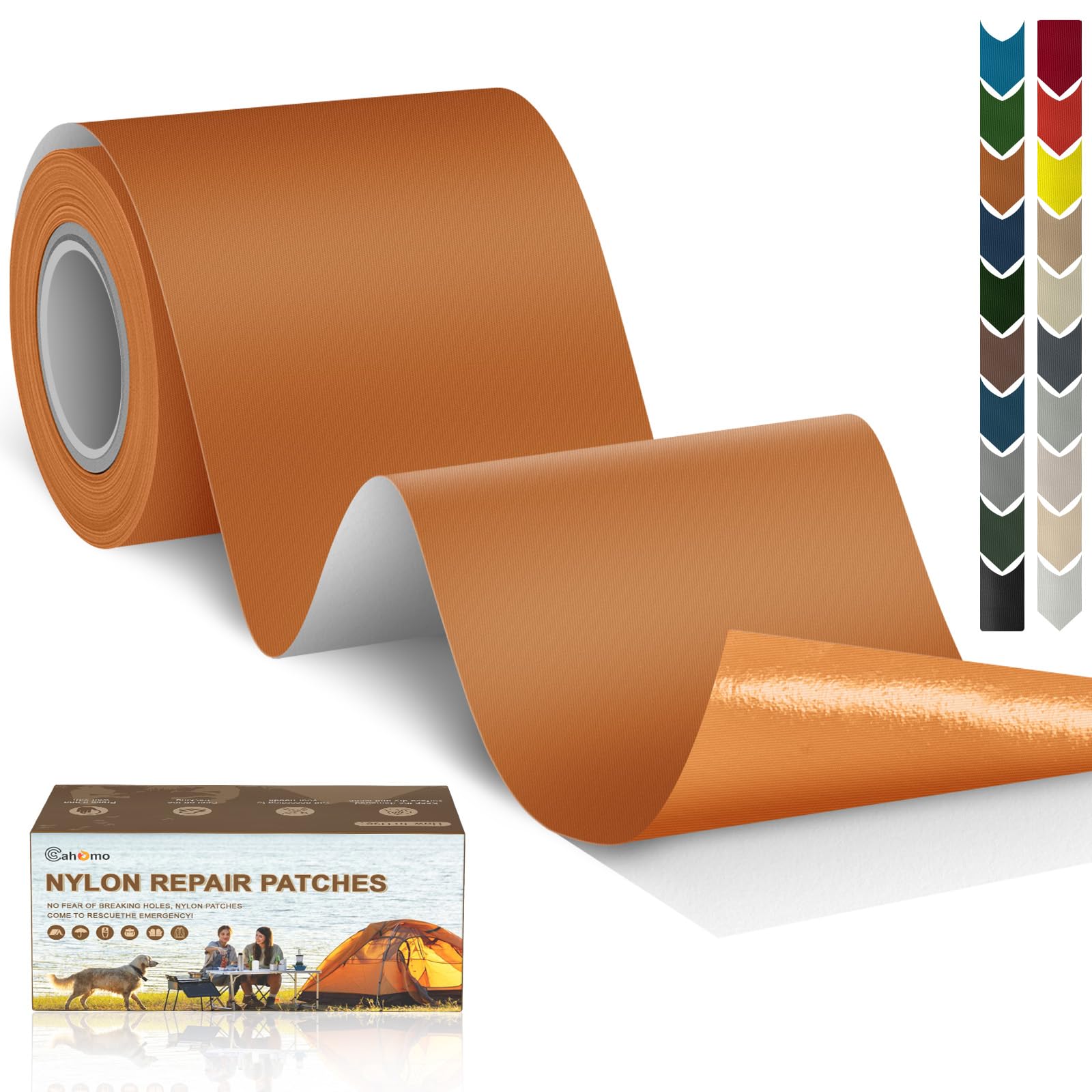 Cahomo Nylon Repair Patch 7.62x200 cm Nylon Repair Tape Self Adhesive Nylon Fabric Tape Outdoor Camping Gear Nylon Repair kit for Tent, Umbrella, Down Jackets, Sleeping Bag, Knapsack （Light Brown） — image 1