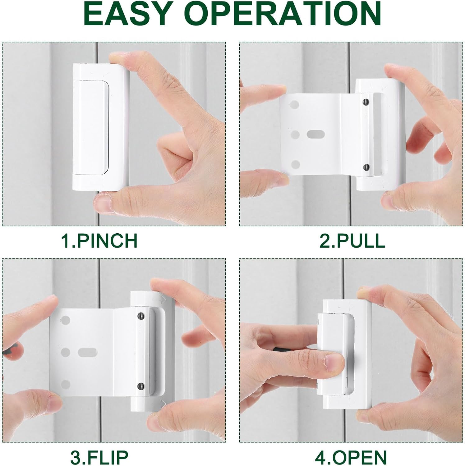 uxcell 4 Pack Home Security Door Lock, Door Reinforcement Lock 3 Inch Stop Withstand 800lbs, Front Door Kick in Security Protector for Inward Swinging Door, White