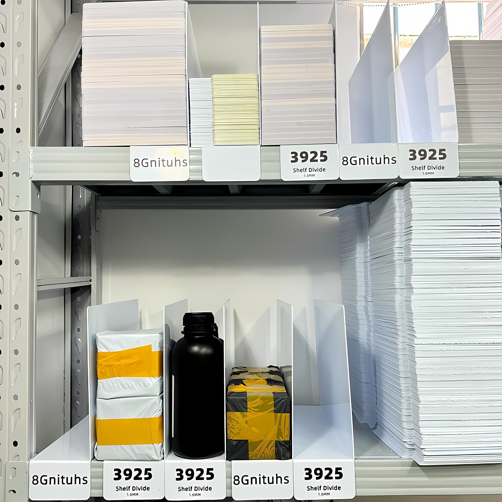 50 pezzi 39*25 cm Divisori per scaffali da magazzino/Divisori rimovibili per scaffali/Separatori per articoli/Classificazione inventario cosmetici/ Divisori resistenti per bordi scaffali che