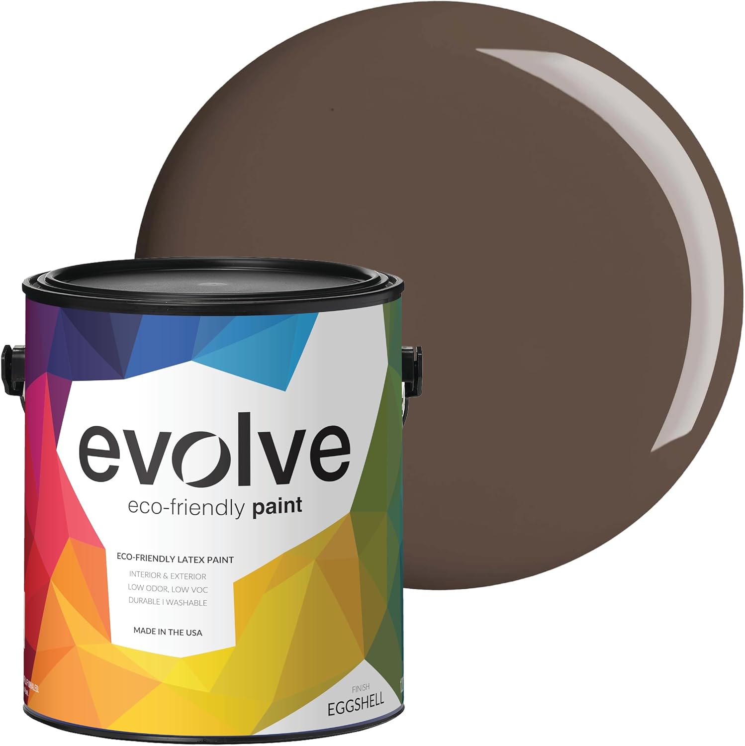 EVOLVE Paint & Primer: Environment-friendly, Low Sheen with One-coat Coverage for Interior & Exterior surfaces (Espresso, 1-Gallon)
