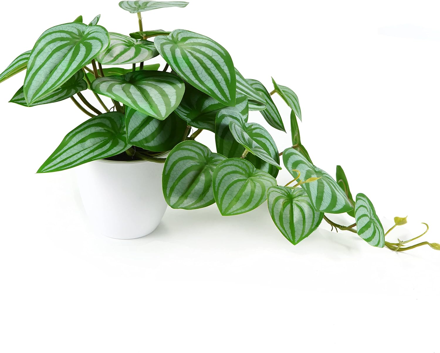 KiddosLand Potted Fake Plant,Artificial Plant White Pot,17''x10.6'' Small Faux Plant Indoor, Fake Green Plant Potted Artificial Plant for Home Office, Desk Shelf Hanging Decor,1 Pack