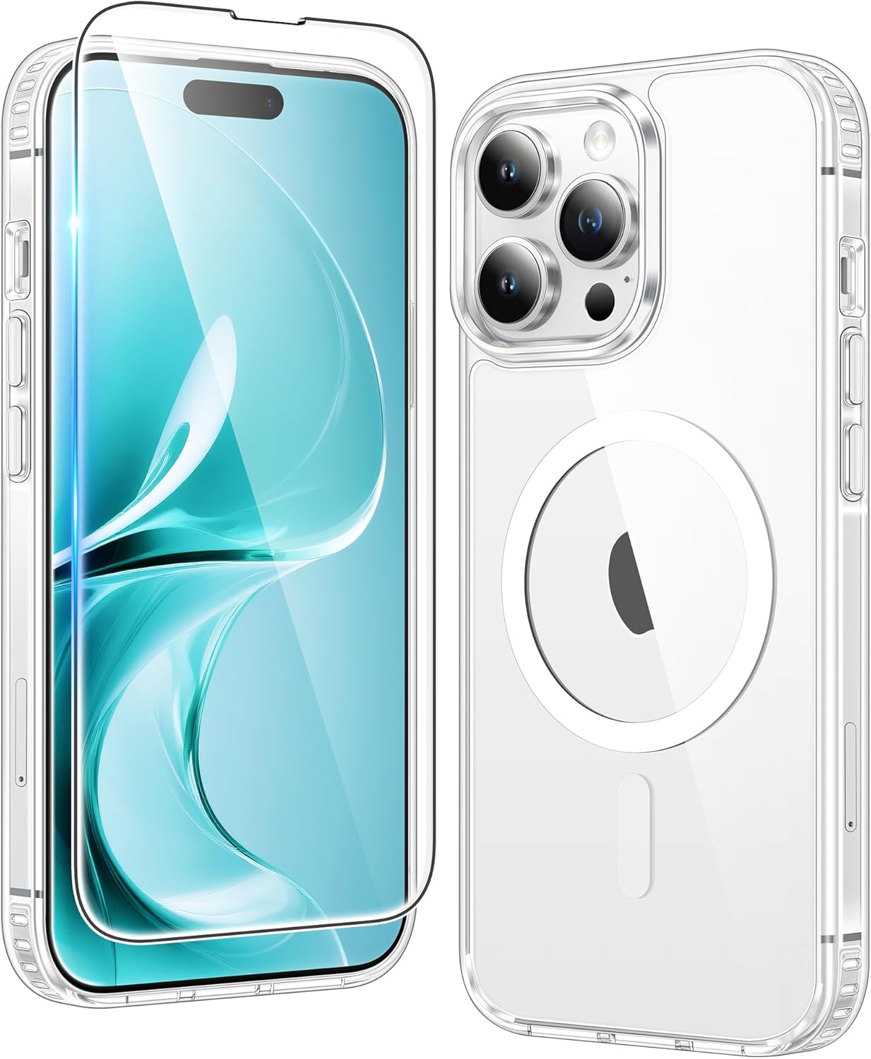 FNTCASE for iPhone 14 Pro Case: for iPhone 13 Pro Case Clear Magnetic Drop Protective Slim Cases | Shatterproof Rugged Hard Crystal TPU Cover & Transparent Shockproof Thin Phonecase