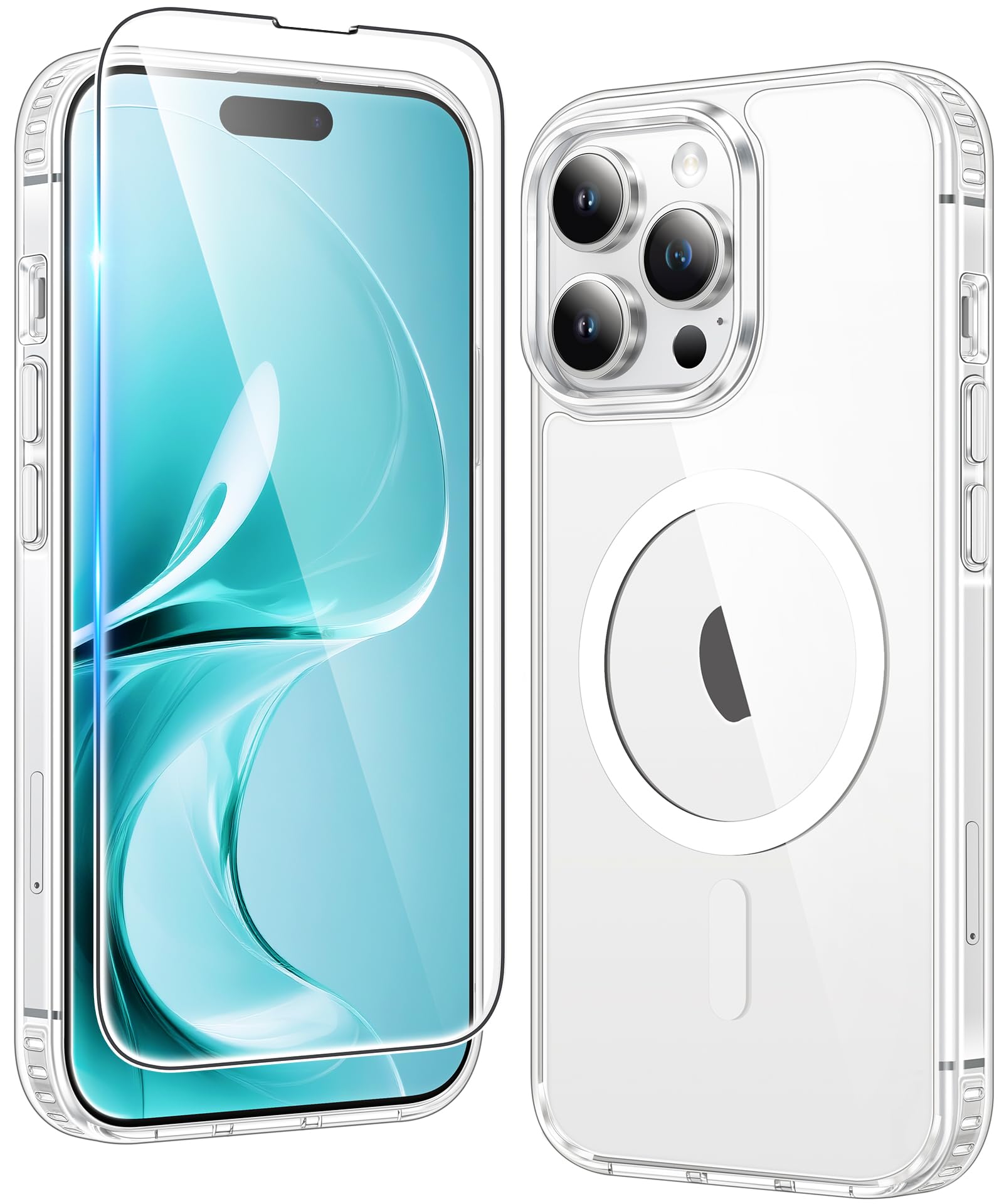 FNTCASE for iPhone 14 Pro Case: for iPhone 13 Pro Case Clear Magnetic Drop Protective Slim Cases | Shatterproof Rugged Hard Crystal TPU Cover & Transparent Shockproof Thin Phonecase(A-Clear)