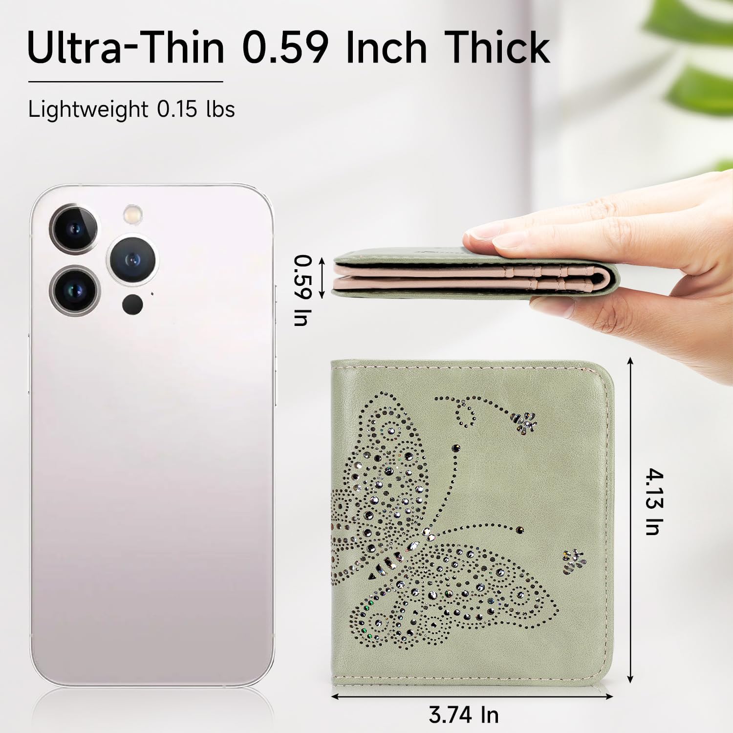 Small RFID Wallet Women Ultra Thin Slim Womens Wallet Mini Compact Bifold Pocket Ladies Wallets for Women GREEN - Image 2