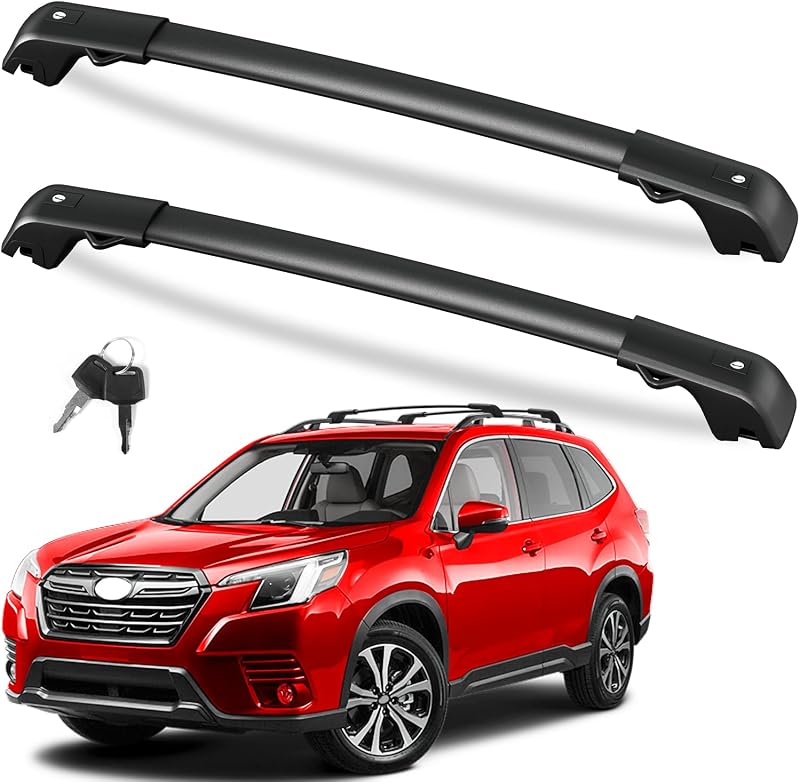 FengYu 300lb Roof Rack Cross Bars for Subaru Forester 2014-2026 | (not for Wilderness), Heavy Duty Lockable Aluminum Roof Rails Crossbars Cargo Bars Canoe Rooftop Black Carrier Luggage