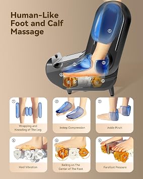 EaseZen 2 in 1 Collapsible Foot and Calf Massager with Heat with Neuropathy | Deep Kneading Therapy, Vibration, Compression,for Plantar Fasciitis, Auto Shut-Off, Gifts for Women Man Family,up to Size 14