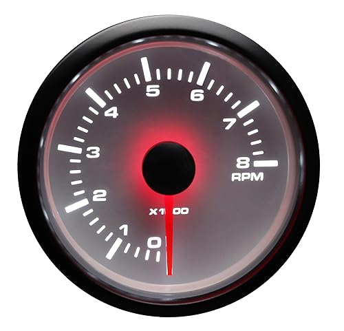 Miniatura 3 de MOTOR METER RACING Tacómetro electrónico universal de 8000 RPM - 2-116 pulgadas 2.047in con retroiluminación LED blanca y ámbar - Esfera blanca -