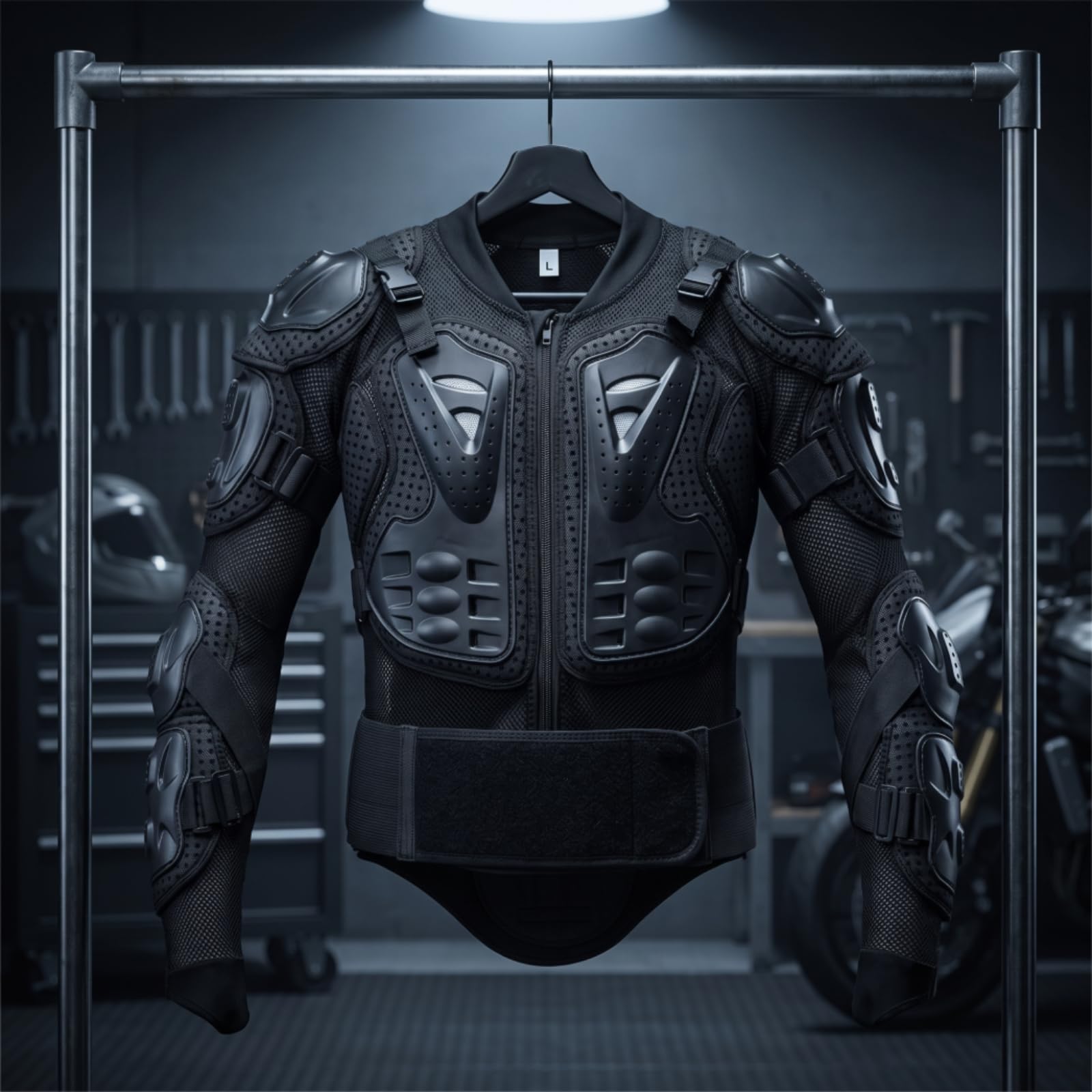 Amagogo Pettorina da Motociclistica con Cerniera, Nero, 4XL