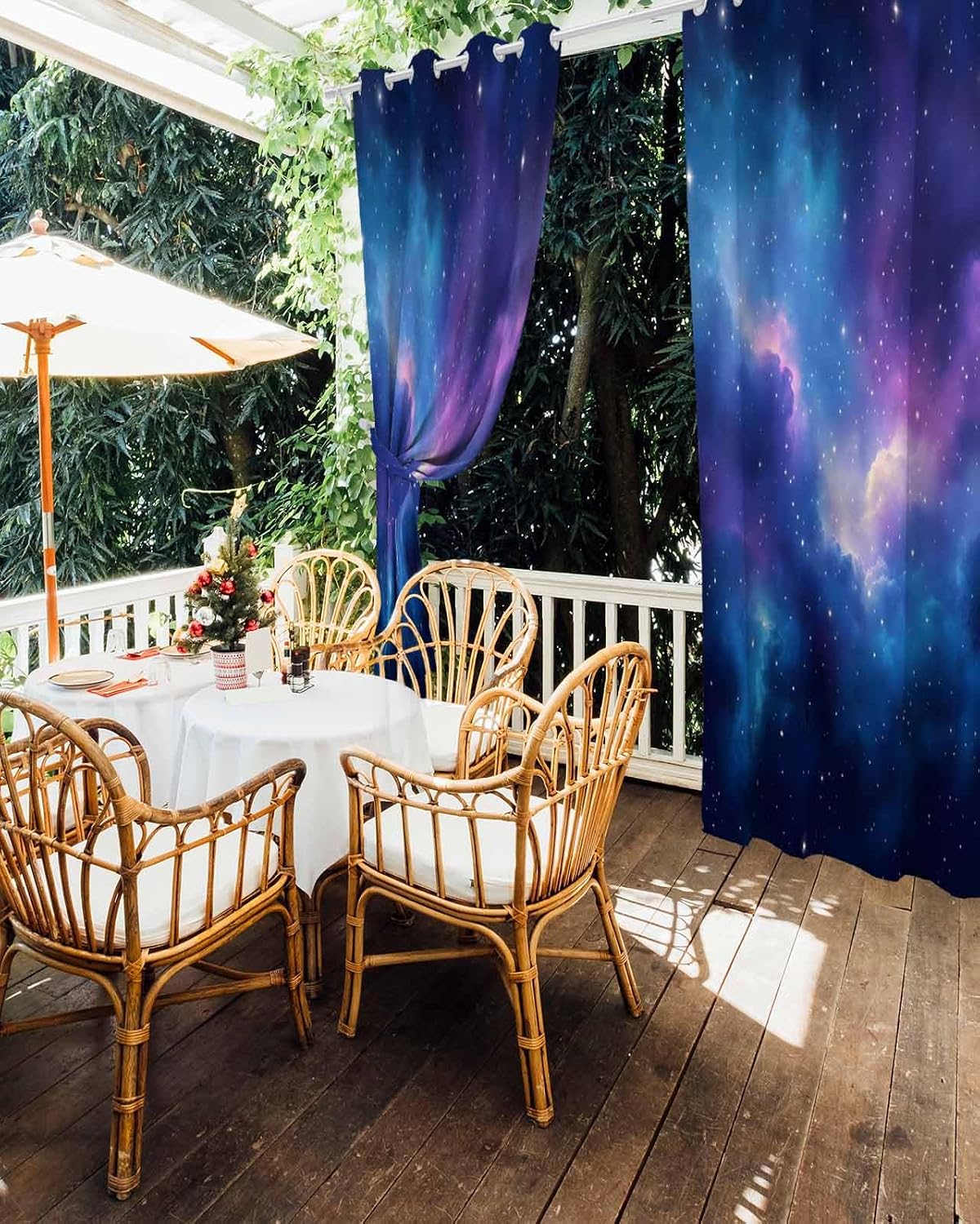 Outdoor Curtains for Patio Waterproof Abstract Blue Purple Galaxy Grommet Curtain for Indoor Outdoor Gazebo Porch Pergola Cabana 1 Panels, 52"x 108" 1 Panel Starry Night
