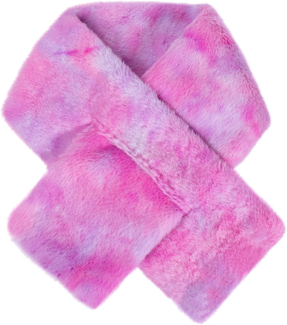 Kids Winter Rainbow Scarf Toddler Tie Dye Plush Shawl Warm Scarves Neck Warmer for Girls Boys
