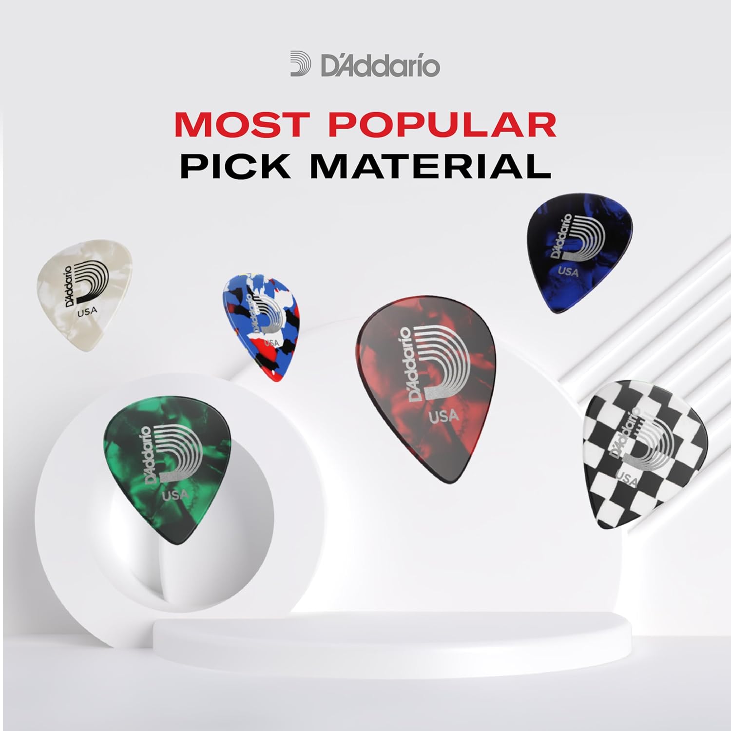 D'Addario Camouflage Celluloid Guitar Picks, 100 pack, Medium