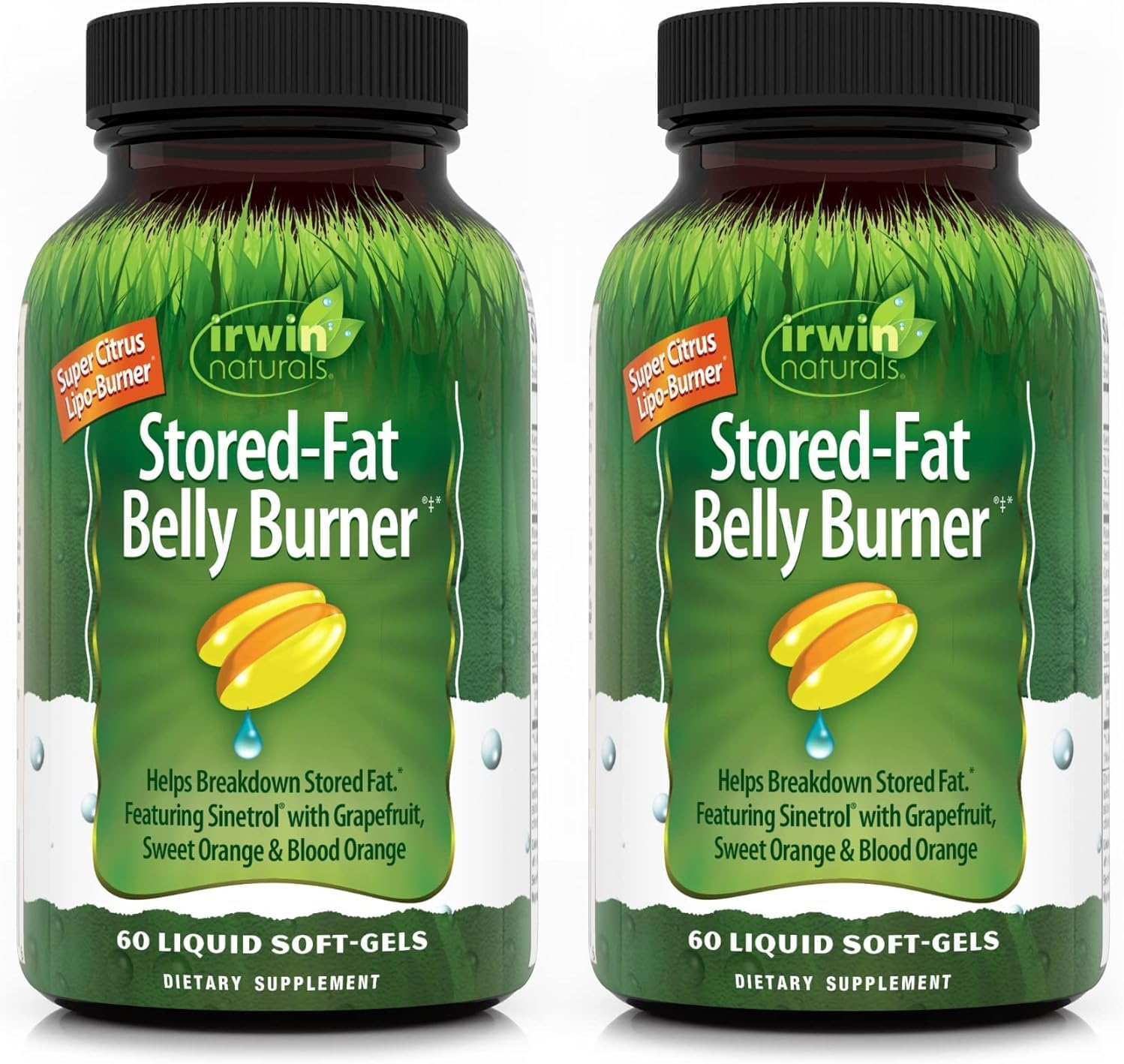 Stored-Fat Belly Burner with Sinetrol, Grapefruit, Sweet Orange & Blood Orange - Breakdown Stubborn Fat - 60 Liquid Softgels (Pack of 2)