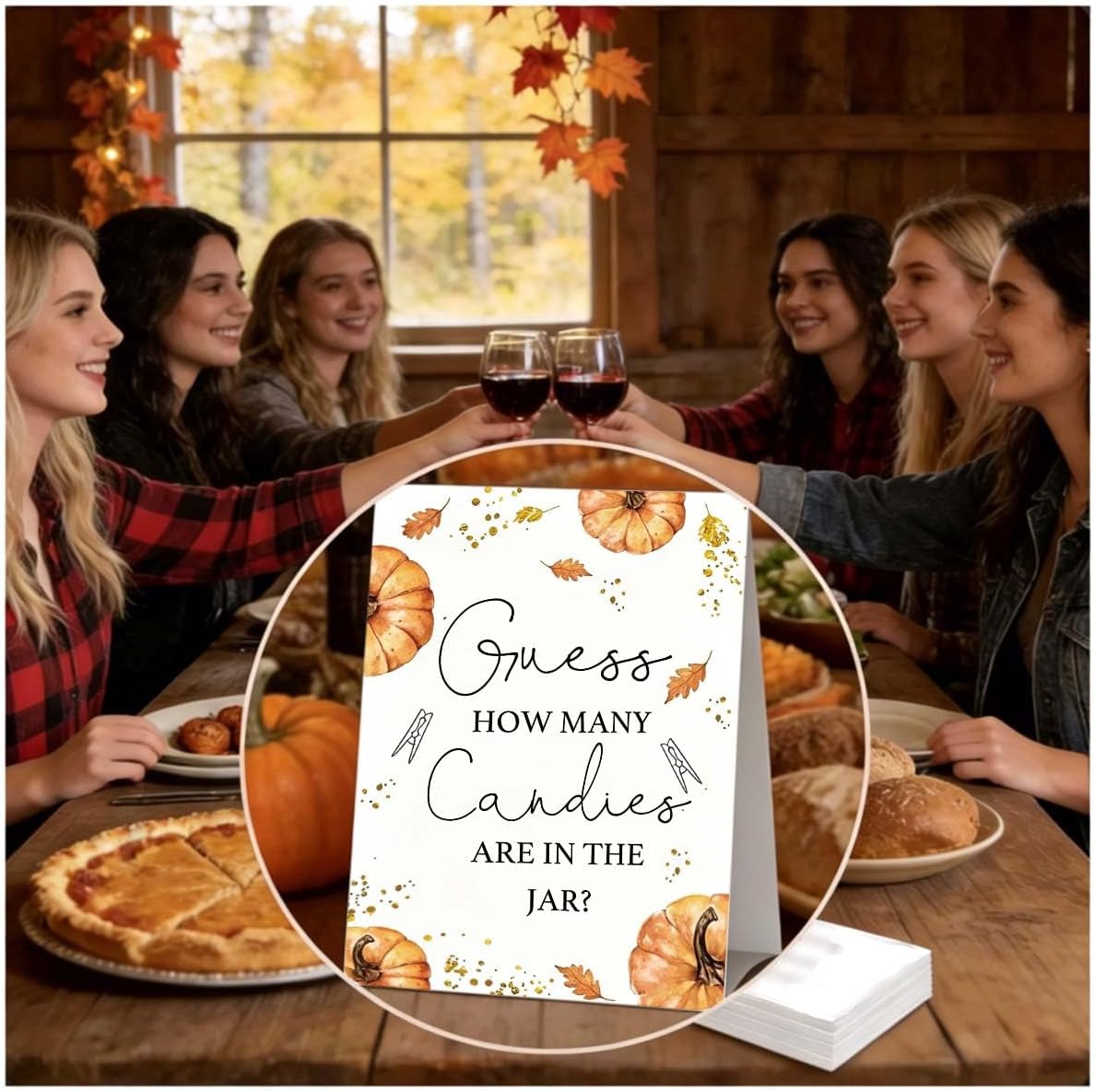 Fall Thanksgiving Guess How Many Little Pumpkin Baby Shower Games Activities Cards for Baby Bridal Shower Friendsgiving Halloween Party Home Harvest Include 1 Standing Sign & 50 Guessing Cards