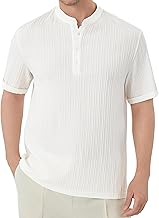 GLESTORE Hemd Kurzarm Herren Henley Shirt Sommerhemden Männer Kurzarm Hemden Herrenhemden
